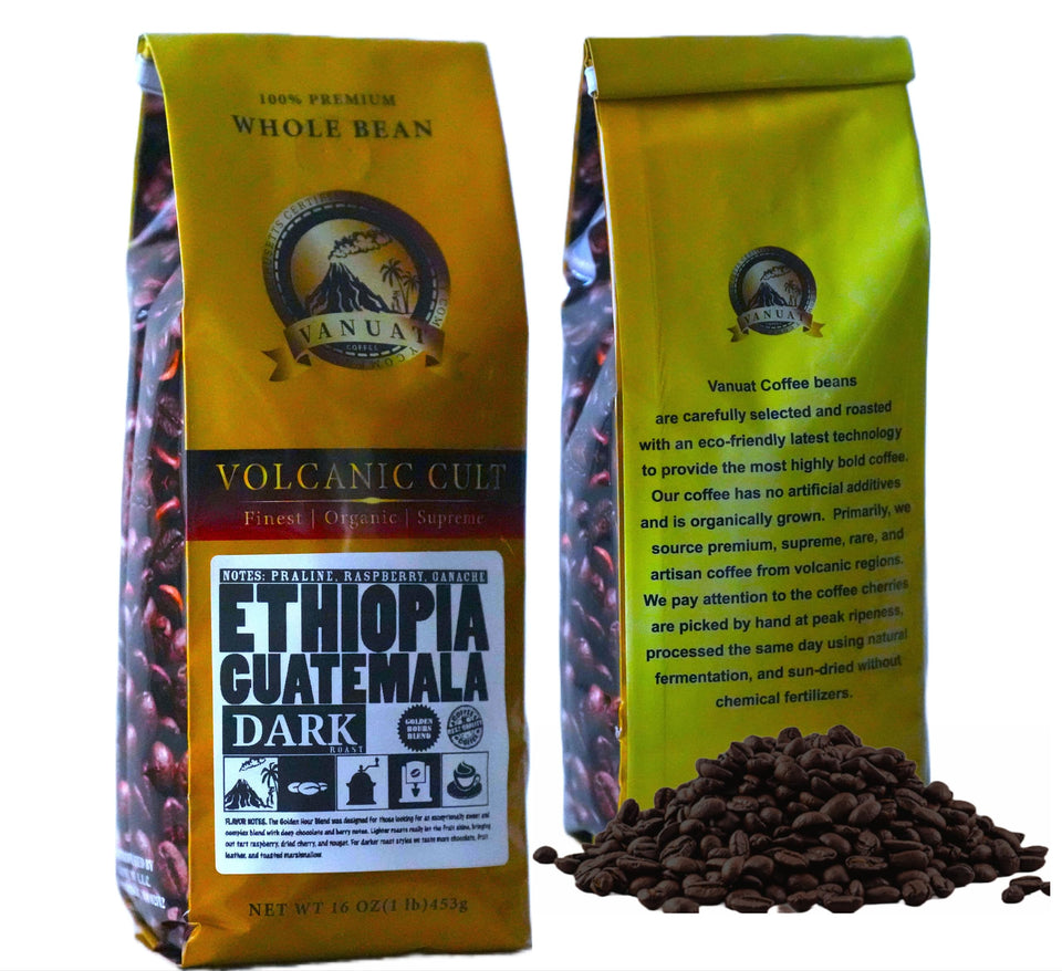 DARK ROAST VANUAT Volcanic Cult Organic Supreme Finest Artisan COFFEE Whole Bean Beans for Drip Coffee Cold Brew Espresso French Press Turkish Brew etc (Brazil, 16oz | Dark Roast)