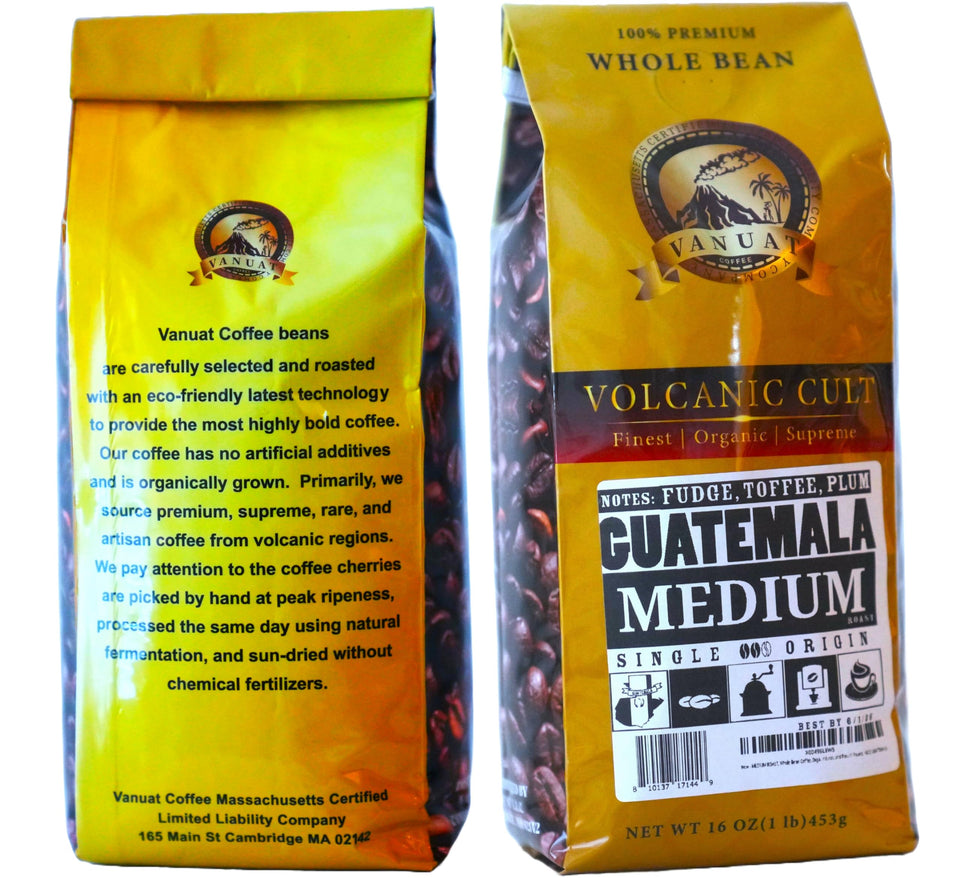 MEDIUM ROAST, Whole Bean Coffee, Organic Fresh Artisan Premium Beans, Volcanic Cult Vanuat LLC COLLECTION