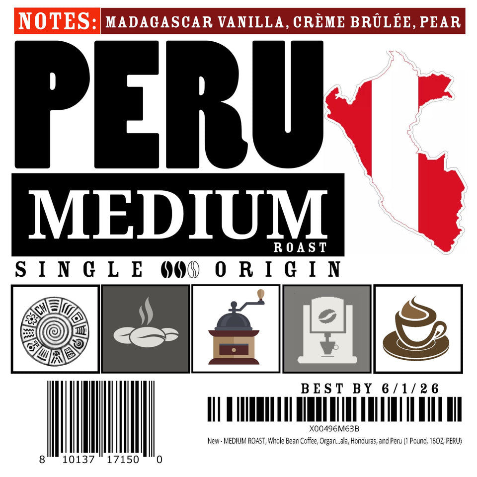 MEDIUM ROAST, Whole Bean Coffee, Organic Fresh Artisan Premium Beans (1 Pound, 16OZ, EL SALVADOR)