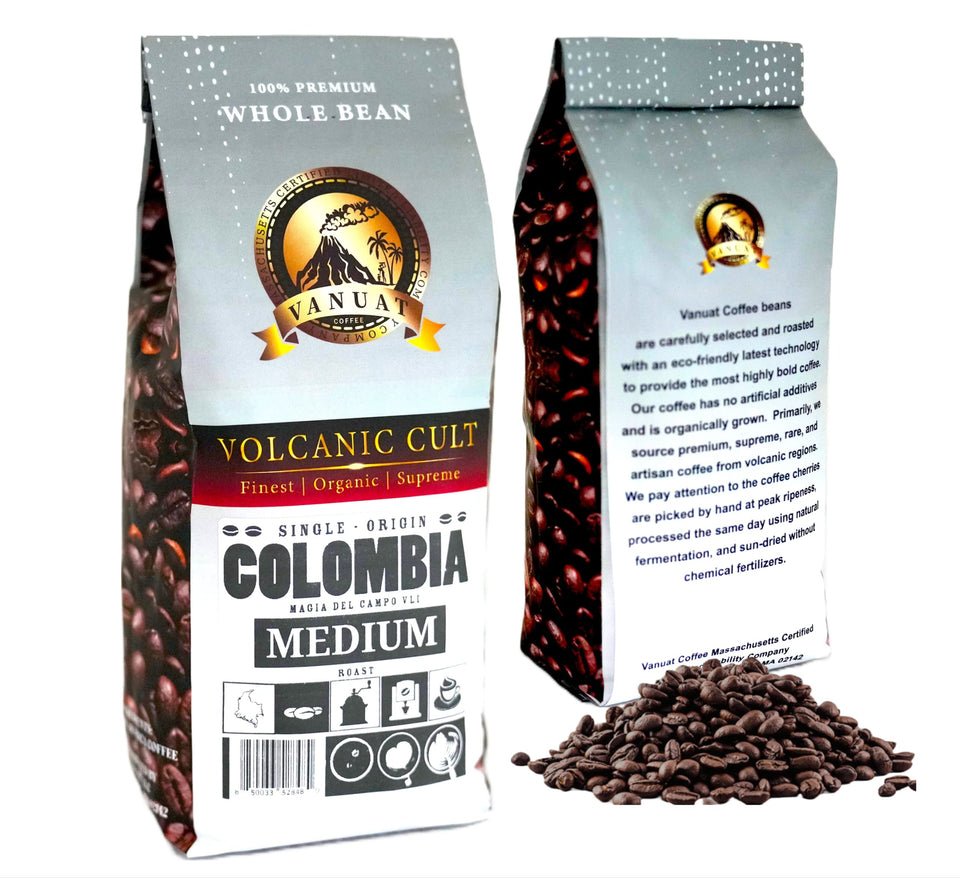 MEDIUM ROAST 16OZ Whole Bean Coffee Volcanic Organic Supreme Finest Artisan Beans for Drip Coffee Cold Brew Espresso French Press Turkish Brew etc (Brazil, 16oz, Medium)