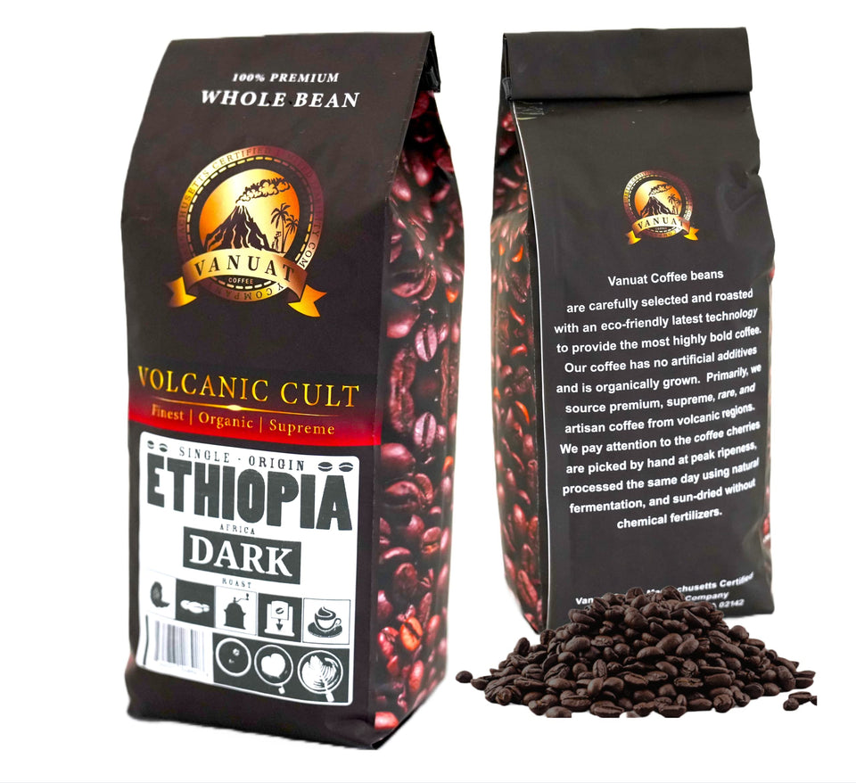 DARK ROAST Whole Bean Coffee Specialty Volcanic Organic Supreme Finest Artisan Beans for Drip Coffee Cold Brew Espresso French Press Turkish Brew from Vanuatu Sumatra Ethiopia Ethiopian Brazil Brazilian Kenya Kenyan Papua New Guinea Colombi