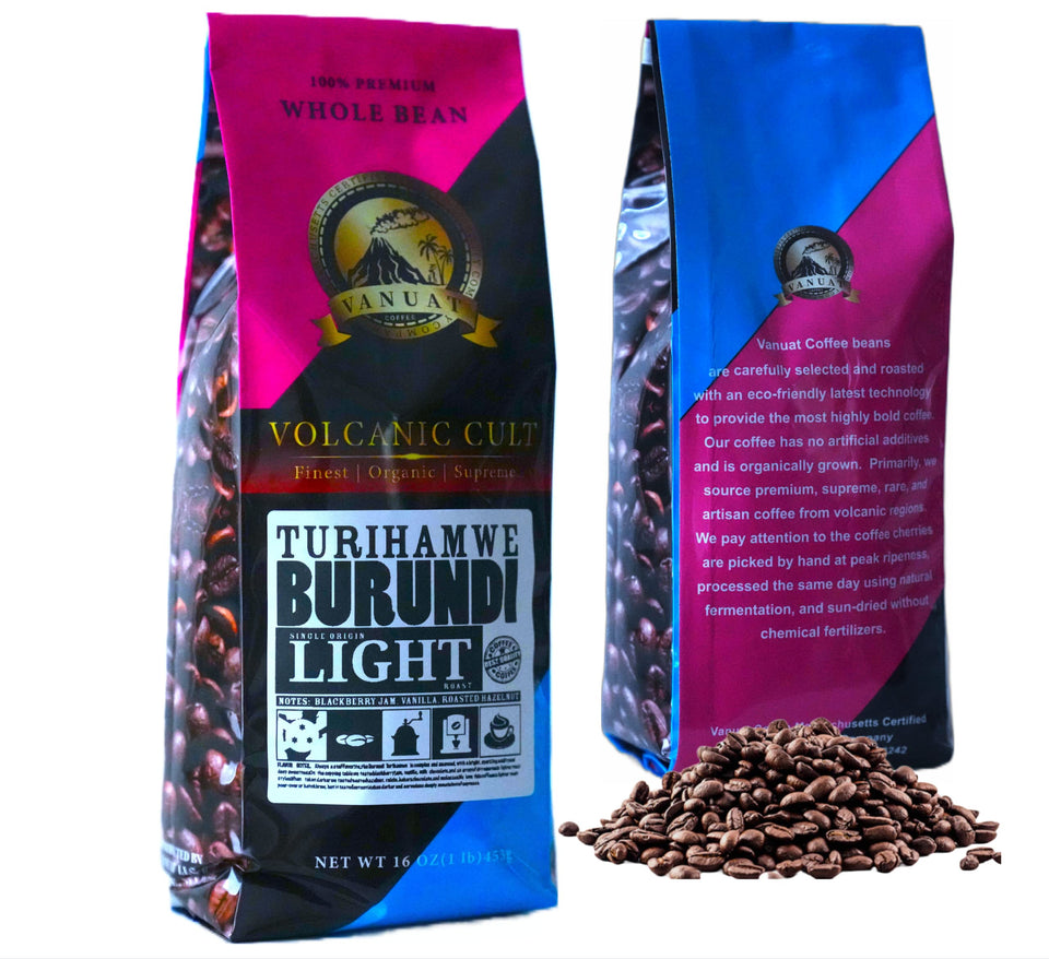 LIGHT ROAST WHOLE BEAN COFFEE SPECIALTY Volcanic Cult Vanuat Organic Supreme Finest Artisan beans. Sourcing premium artisan green specialty beans (Brazil, 16oz | LightROAST)