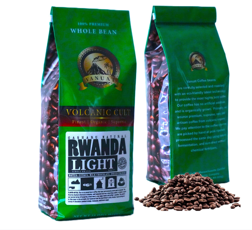 LIGHT ROAST WHOLE BEAN COFFEE SPECIALTY Volcanic Cult Vanuat Organic Supreme Finest Artisan beans. Sourcing premium artisan green specialty beans (Brazil, 16oz | LightROAST)