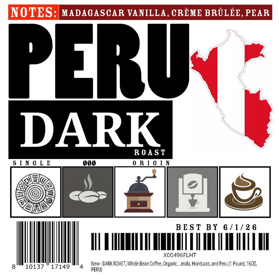 DARK ROAST, Whole Bean Coffee, Organic Fresh Artiżan Premium Beans, Volcanic Cult Vanuat LLC COLLECTION (1 Pound, 16OZ, EAST JAVA)