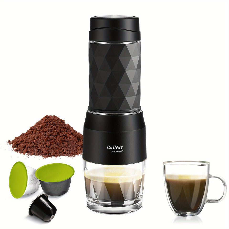 Biolomix Portable Coffee Machine - Hand-Press Espresso Maker with 3-in-1 Functionality, Compact Travel & Picnic Coffee Maker, Durable Plastic, No Electricity Needed, Portable Coffee Maker, Picnic Coffee Equipment, Modern Coff