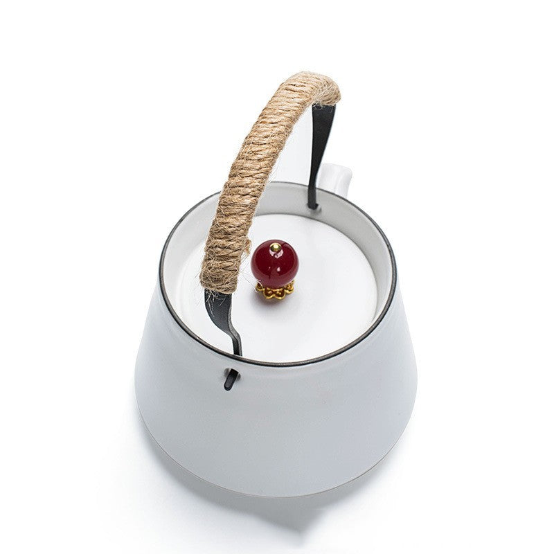 Black And White Ceramic Girder Travel Pot Of Contracted Tea Kettle Household Single Pot Of Tea