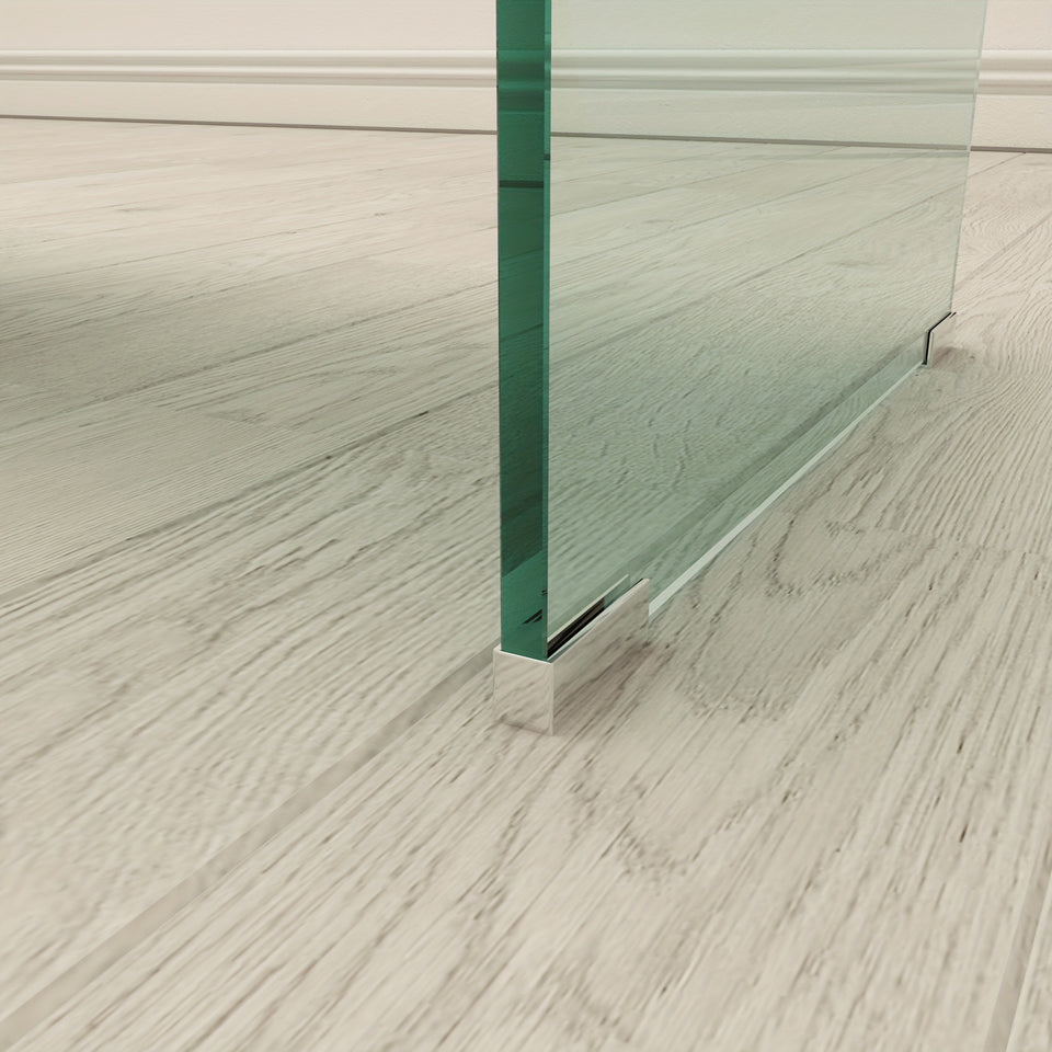 Tempered Glass Coffee, Clear Coffee Table, Waterfall Rectangle Coffee Table for Living Room, Cocktail Tea Table with Rounded Edges