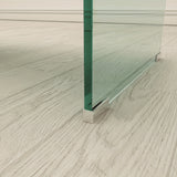 Tempered Glass Coffee, Clear Coffee Table, Waterfall Rectangle Coffee Table for Living Room, Cocktail Tea Table with Rounded Edges