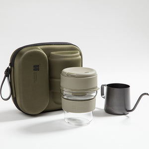 Portable hand made glass coffee cup coffee bag