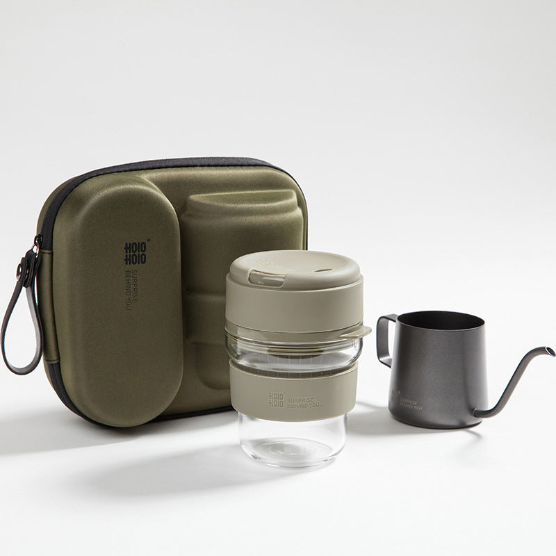 Portable hand made glass coffee cup coffee bag