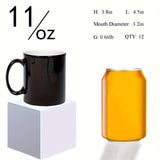 12Pack Color Changing Mugs, 11oz/15oz Black Sublimation Coffee Mug With White Gift Box