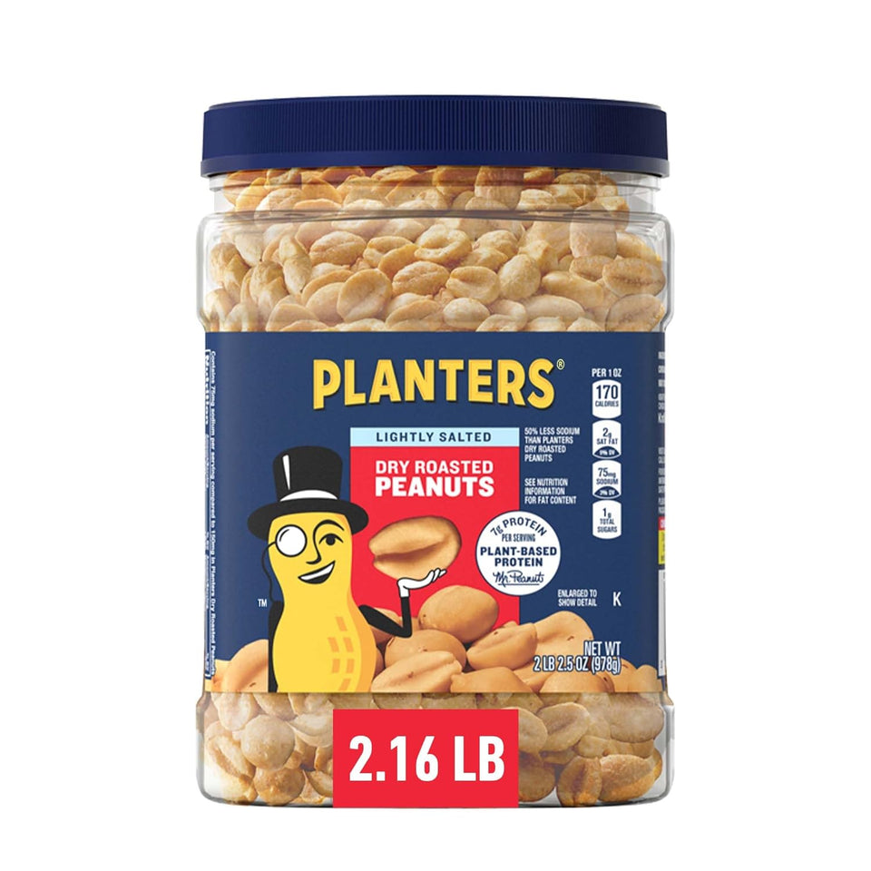 Peanuts, Lightly Salted Peanuts, Dry Roasted, Snacks for Adults, (6 Ct Pack, 2.2 Lb Containers)