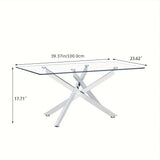 GSSDEE Rectangular Clear Tempered Glass Coffee Table, Stylish Design with Silver Chrome Plated Metal Legs, Coffee Table for Living Room