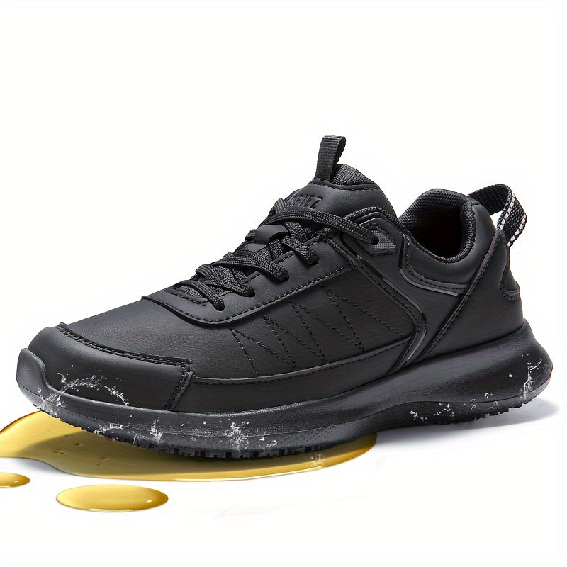 SPIEZ Non Slip Shoes Women - SRC Slip Resistant Shoes For Women Food Service, Waterproof Oil Resistant Shoes For Chef Kitchen Restaurant, Work Shoes For Women Black US 6-10