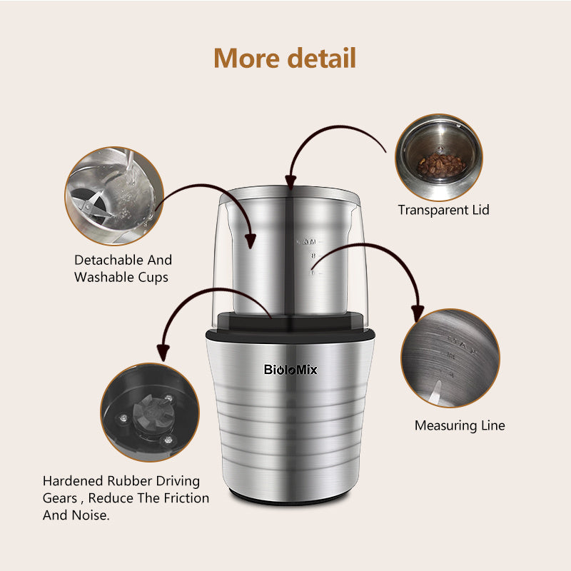 Dry and wet dual-cup coffee grinder