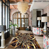 1pc Black Golden Large Flower High-end Rug Large Flower Pattern Retro Texture Premium Home Style Floor Mat Non-slip Kitchen Mat, Hotel Coffee Shop Bar Living Room Bedroom Decorative Rug, Waterproof Comfortable Mat