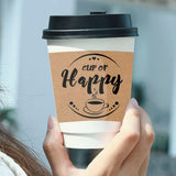 50-Pack Disposable Kraft Paper Coffee Cup Sleeves - Insulating Ripple Wrap Jackets for Hot or Cold Drinks, Fits 12-20 oz Cups - Printed Designs for Hand Protection