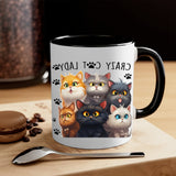 Crazy Cat Lady Ceramic Coffee Mug - Hand Wash Only, BPA-Free, Insulated, Reusable, Round Shape - Animal Themed Graphic Print Mug for Multipurpose Use - Perfect Gift for Cat Lovers on Christmas, Thanksgiving, Valentine's Day,