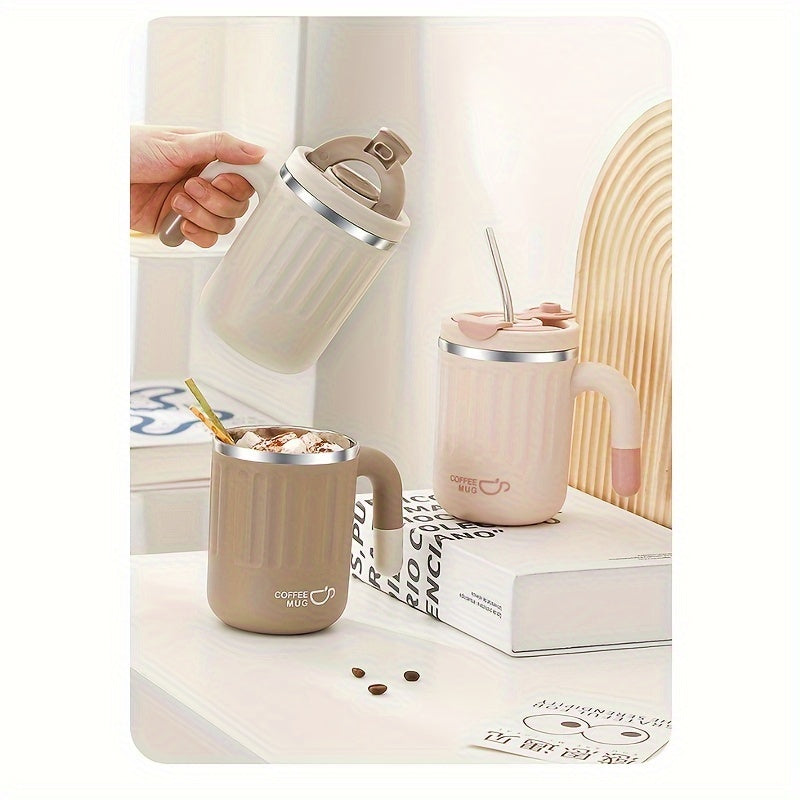 480ml Double-Wall Insulated Stainless Steel Coffee Mugs - Durable, Stylish, and Spill-Proof Travel Cups with Lids for Couples and Office Use - Ideal for Hot and Cold Beverages, Easy to Clean, and BPA-Free