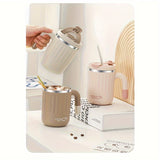 480ml Double-Wall Insulated Stainless Steel Coffee Mugs - Durable, Stylish, and Spill-Proof Travel Cups with Lids for Couples and Office Use - Ideal for Hot and Cold Beverages, Easy to Clean, and BPA-Free