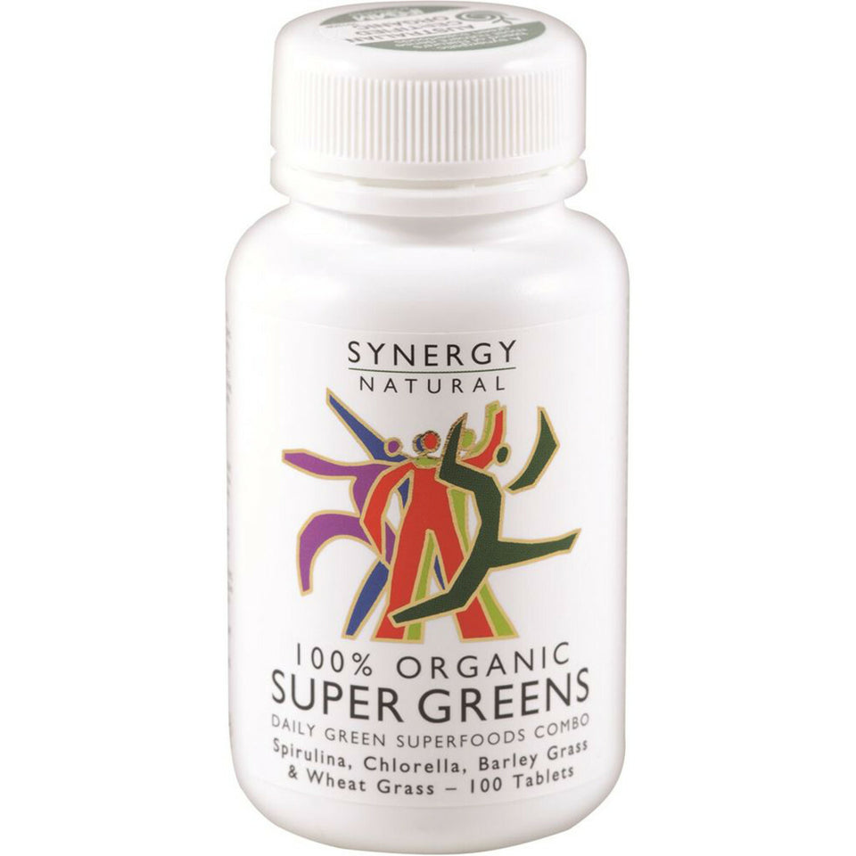 Synergy Natural Organic Super Greens - 100 Tablets of Premium Superfood Blend