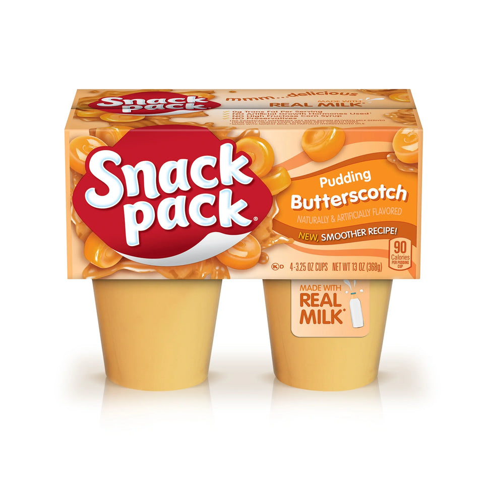 Butterscotch Pudding, Lunchbox Snack, 3.25 Oz Pudding Cups, 4 Count