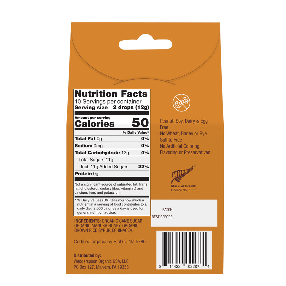 Organic Manuka Honey Drops - Honey 20Ct