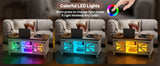 Lift Top Coffee Table with RGB Lights, Farmhouse Coffee Table with Charging Station, Dining Table with Large Hidden Storage Shelf for Living Room, 22" (55.8cm) D x 40.1"(101.85cm) W x 19" (48.26cm) H