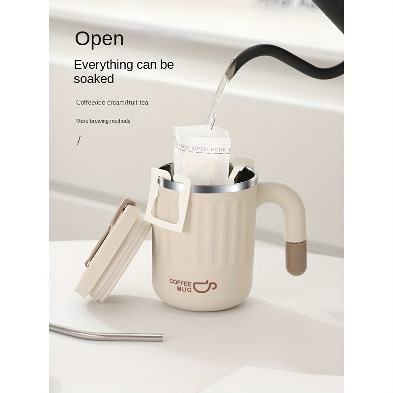 480ml Double-Wall Insulated Stainless Steel Coffee Mugs - Durable, Stylish, and Spill-Proof Travel Cups with Lids for Couples and Office Use - Ideal for Hot and Cold Beverages, Easy to Clean, and BPA-Free