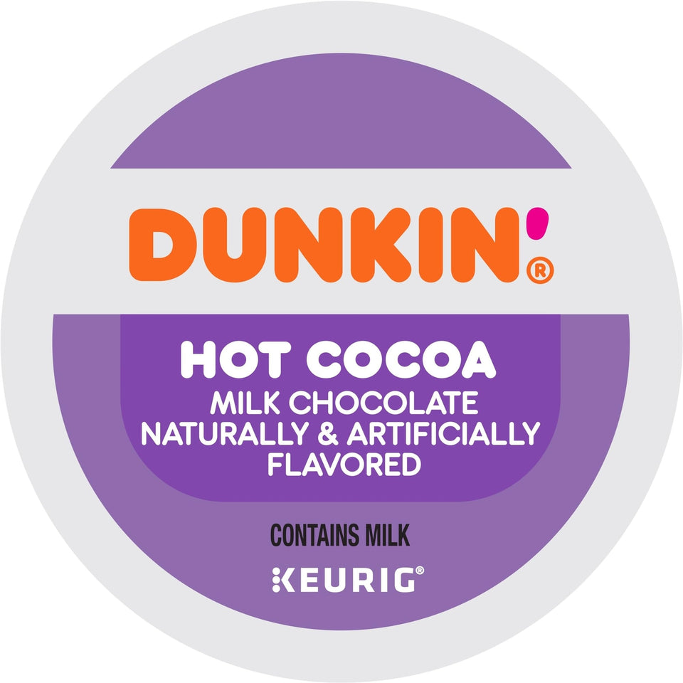 Dunkin Donuts Hot Cocoa K Cup Pack of 22 Single Serve Milk Chocolate Pods