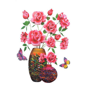 Glass Door Refrigerator Vase Cabinet Decoration Stickers Indoor Restaurant Three-dimensional