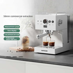 Small Commercial Coffee Machine Simple Control Panel Italian Semi-Automatic Coffee Machine Can Make Milk Foam Latte Americano