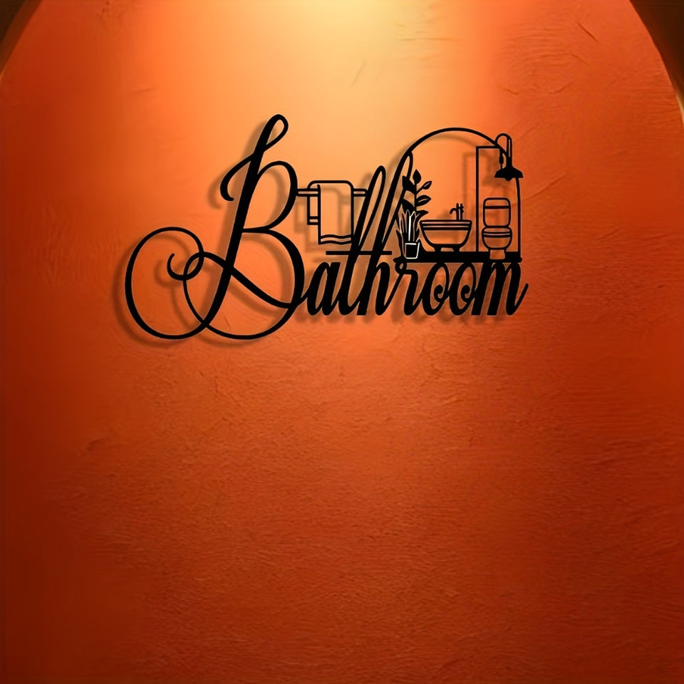 Elegant Minimalist Bathroom Sign - Premium Iron Wall Art with Modern Crafted Design, Reusable and Removable - Ideal for Home, Office, Bedroom, Patio, Kitchen, Courtyard Walls, Coffee Shop, Dance Hall, Bar, Rustic, Farmhouse D