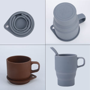 Creative Home Office Silicone Mug With Lid Folding Straw Coffee Cup Mug Custom Logo