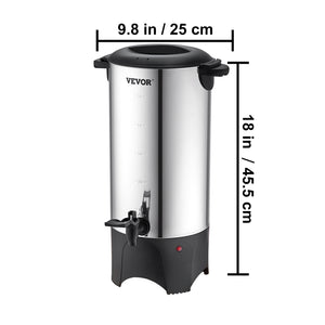 VEVOR Commercial Coffee Urn 50 Cup Stainless Steel Coffee Dispenser Fast Brew