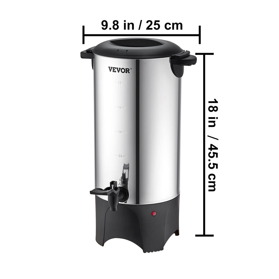 VEVOR Commercial Coffee Urn 50 Cup Stainless Steel Coffee Dispenser Fast Brew