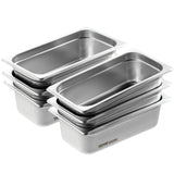 VEVOR 6 Pack Hotel Pans,  Anti-Jam Steam Pan, 0.8mm Thick Stainless Steel Restaurant Steam Table Pan, 4Inch Deep Commercial Table Pan, Catering Storage Food Pan, For Industrial & Scientific