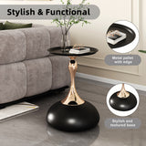 Round Small Metal Side Table, Mid Century End Table, Vintage Pedestal Accent Coffee Table for Small Spaces, Living Room, Bedroom Balcony and Office