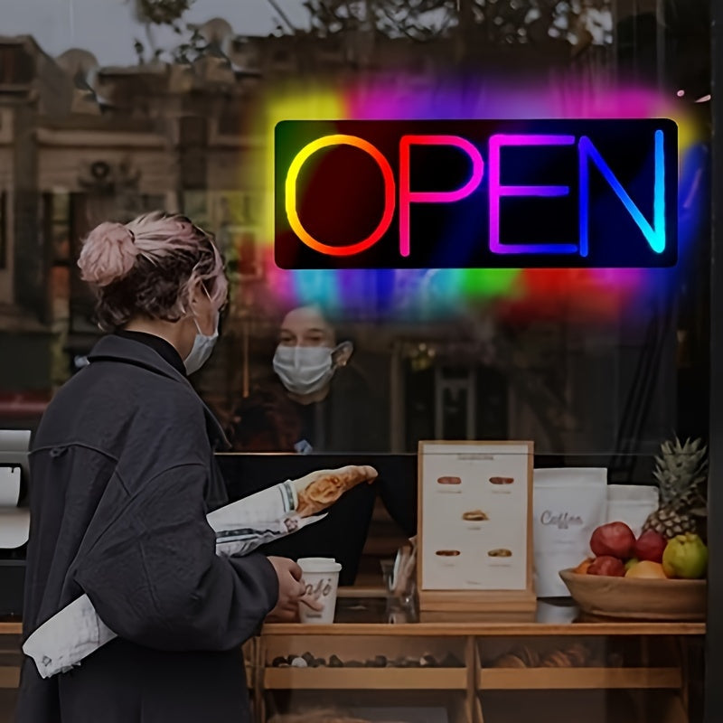 Commercial Open Sign Super Bright LED Neon Light Open Sign Illuminated Open Sign Electric Light Open Commercial Sign Store Window Glass Door Retail Store Bar Salon Restaurant (Multi Color, 16 Inches)