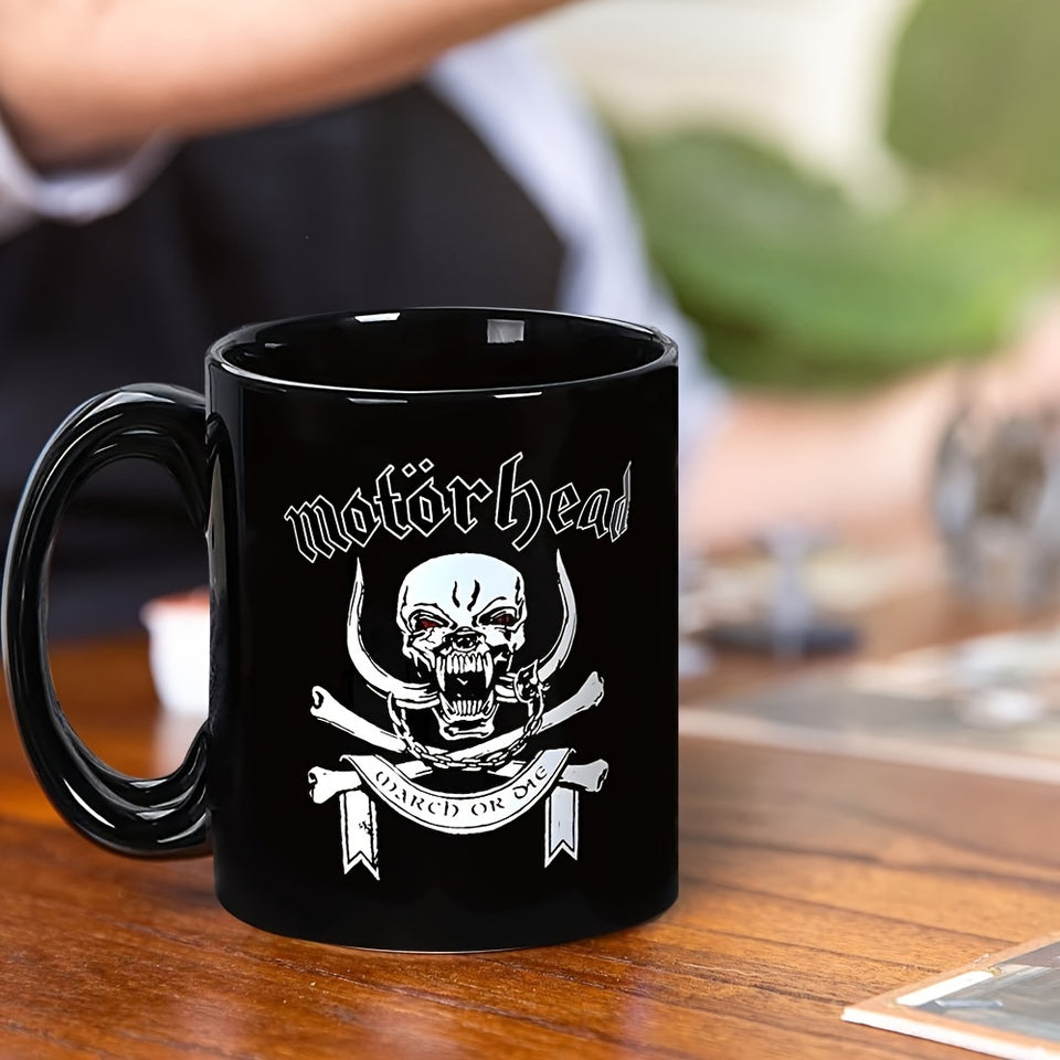 1pc British Motohead Classic MOTORHEAD Ceramic Coffee Cup, Creative And Novel Mug Gift, Holiday Gift, Summer Cold Drink Cup, Birthday Gift For Family, Friends, Colleagues And Classmates Black 11oz, Cup For Restaurant