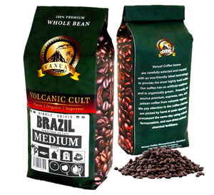 MEDIUM ROAST 16OZ Whole Bean Coffee Volcanic Organic Supreme Finest Artisan Beans for Drip Coffee Cold Brew Espresso French Press Turkish Brew etc (Brazil, 16oz, Medium)