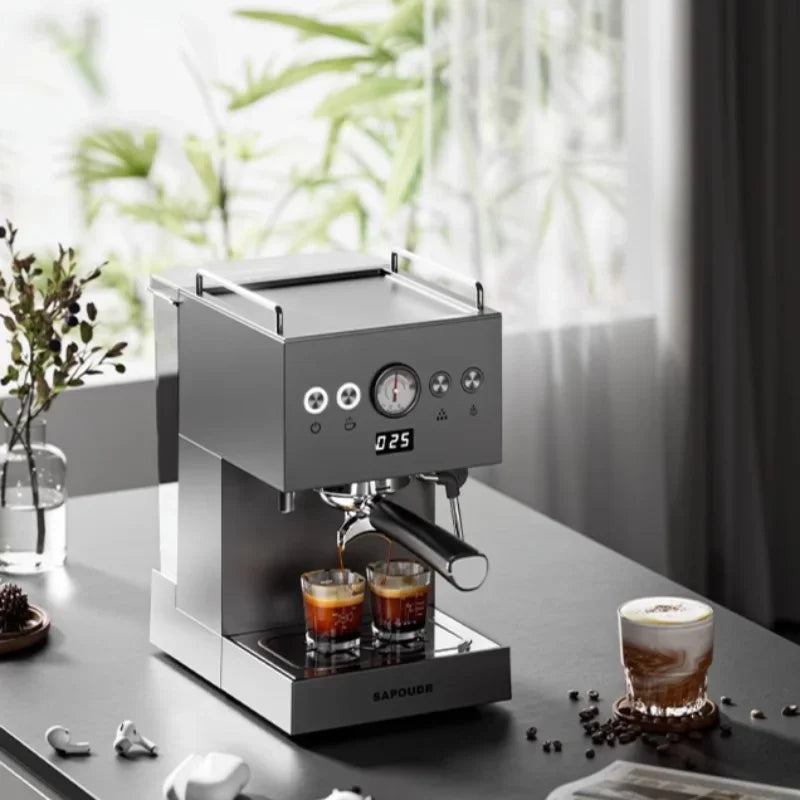 Small Commercial Coffee Machine Simple Control Panel Italian Semi-Automatic Coffee Machine Can Make Milk Foam Latte Americano