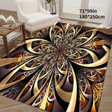 1pc Black Golden Large Flower High-end Rug Large Flower Pattern Retro Texture Premium Home Style Floor Mat Non-slip Kitchen Mat, Hotel Coffee Shop Bar Living Room Bedroom Decorative Rug, Waterproof Comfortable Mat