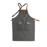 Cowhide Strap Denim Apron Coffee Shop Barber