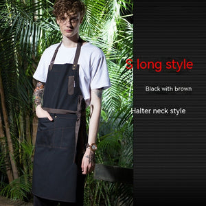 Coffee Tea Shop Adjustable Canvas Neck-hanging Apron