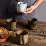 Ceramic Kiln Baked Pottery Clay Striped For Restaurant And Home Use Cup