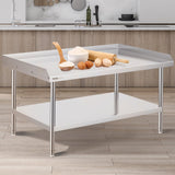 VEVOR Stainless Steel Work Table, 30 X 48 X 26 Inch Commercial Food Prep Worktable, 3-Sided Backsplash Heavy Duty Prep Worktable, Metal Work Table With Adjustable Height For Restaurant Home Hotel