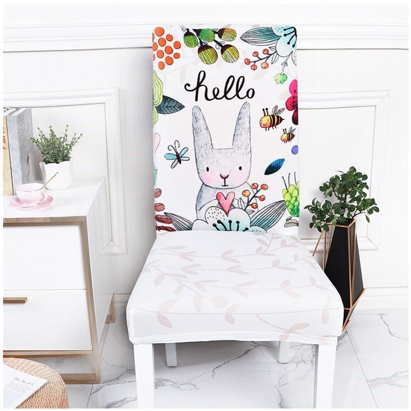 Floral Printing Spandex Chair Cover Stretch Elastic Dining Seat Cover for Wedding Banquet Restaurant Hotel Anti-dirty Removable