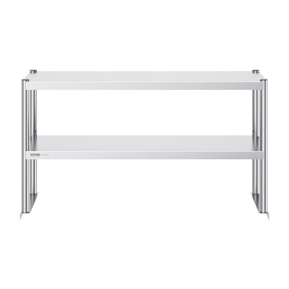 VEVOR Double Overshelf, Double Tier Stainless Steel Overshelf, 12 X 48 Inch Double Deck Overshelf, Height Adjustable Overshelf Prep Work Table For Kitchen, Restaurant And Workshop