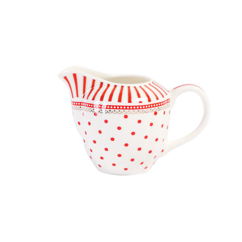 European Style Striped Dot Ceramic Coffee Cup And Saucer Set Home Afternoon Tea